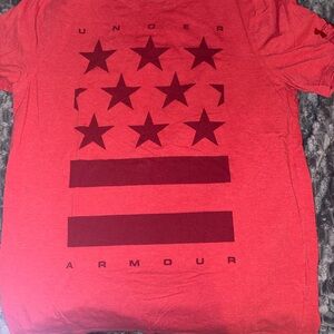 Under Armour Red Short-Sleeve Graphic Tee with Dark Star-Stripes